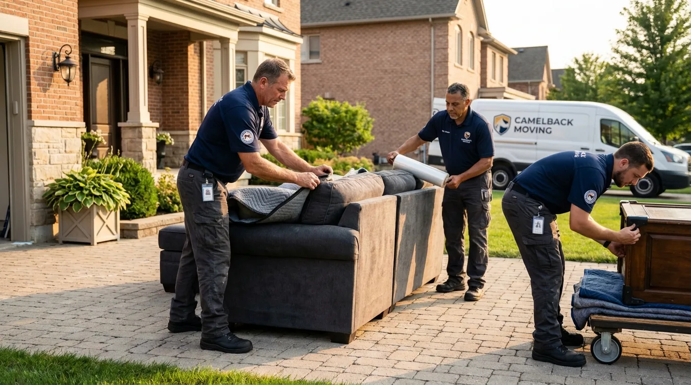 Large estate moving crew wrapping furniture in Robstown, TX